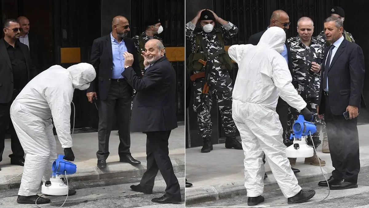 جلسة البرلمان اللبناني في مسرح "اليونيسكو" واستقبال النواب برشاشات التطهير