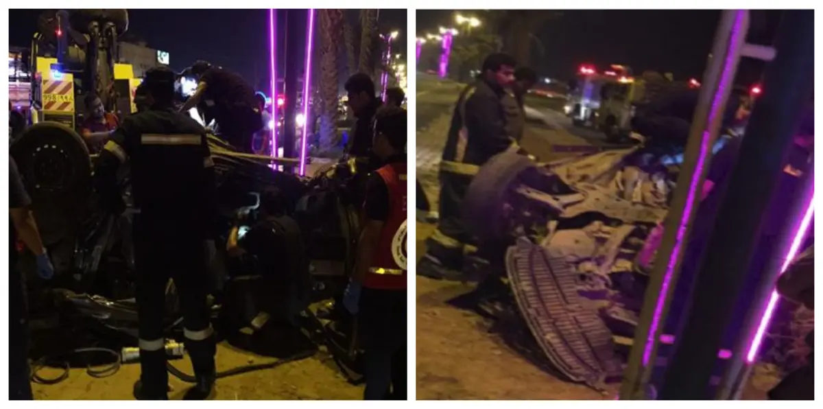 بالصور.. حادث مروع يودي بحياة عائلة كاملة في السعودية