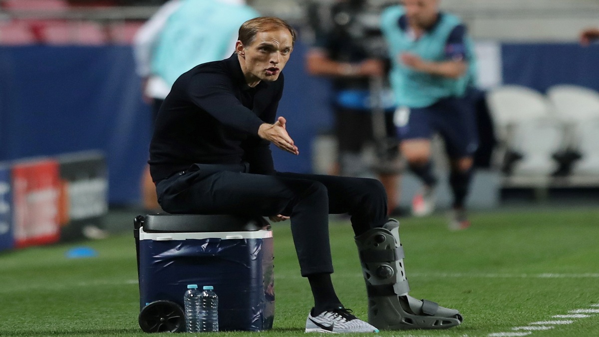 توماس توخيل ينفعل بعد إهدار مبابي فرصة التقدم خلال مباراة بايرن ميونخ وباريس سان جيرمان