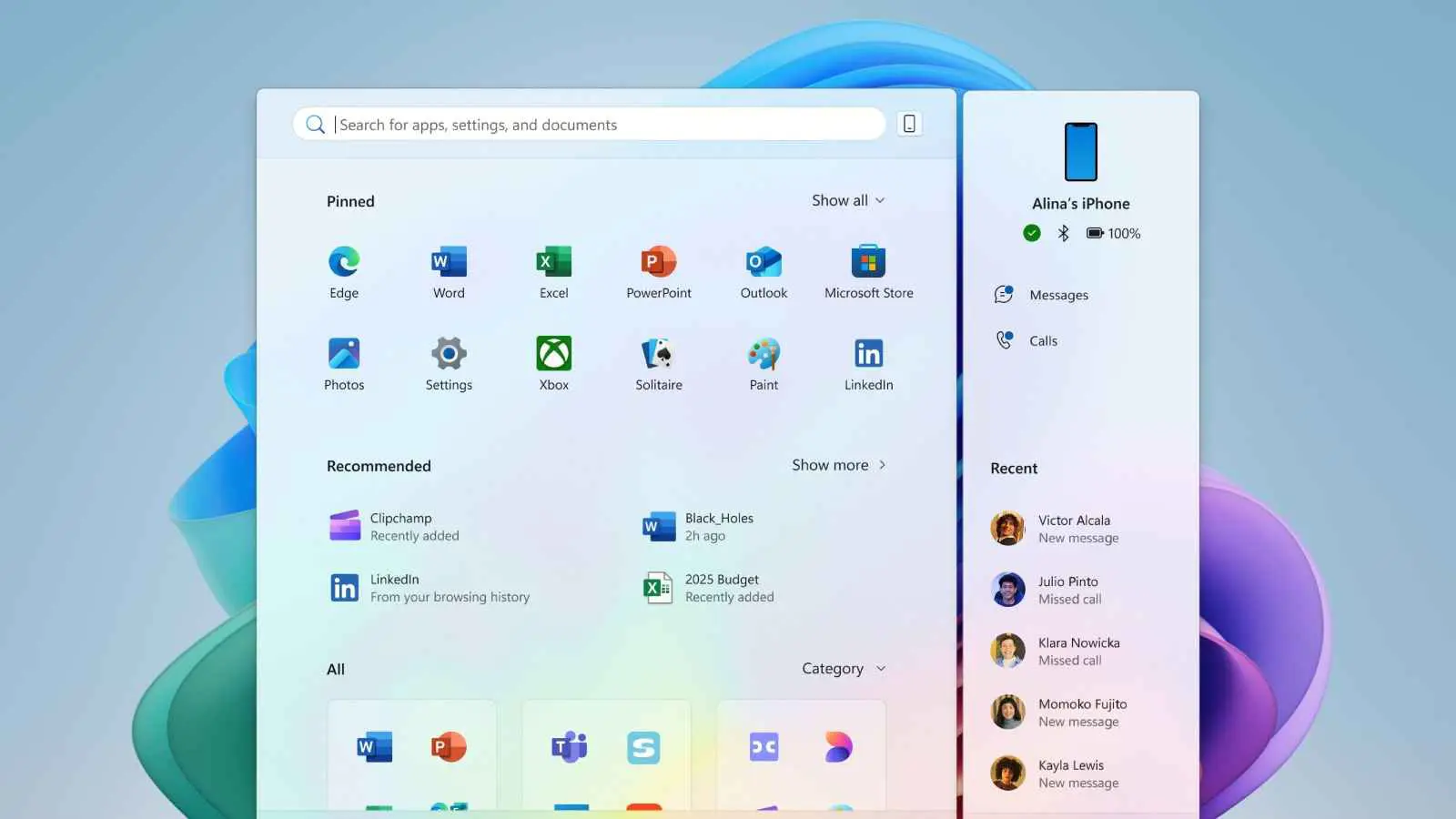 "مايكروسوفت" تطرح تصميماً جديداً لقائمة "ابدأ" في ويندوز 11