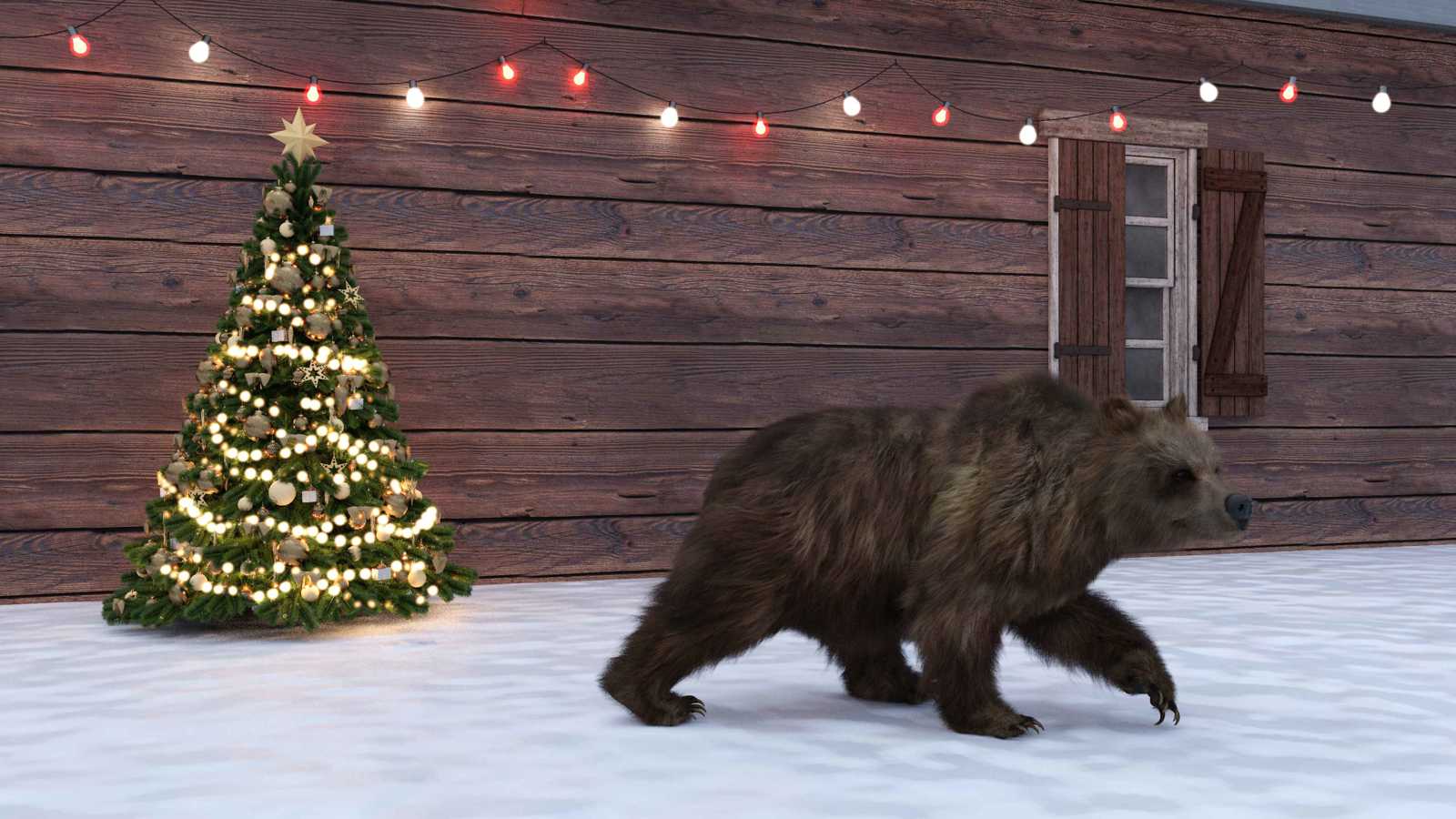 دب يثير الهلع وسط متسوقي عيد الميلاد (فيديو)