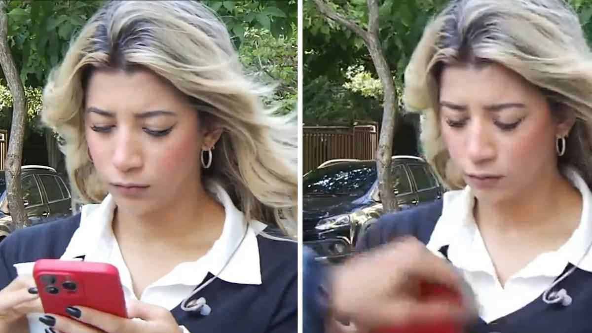 مراسلة تتعرض للسرقة قبل ثوانٍ من البث المباشر (فيديو)