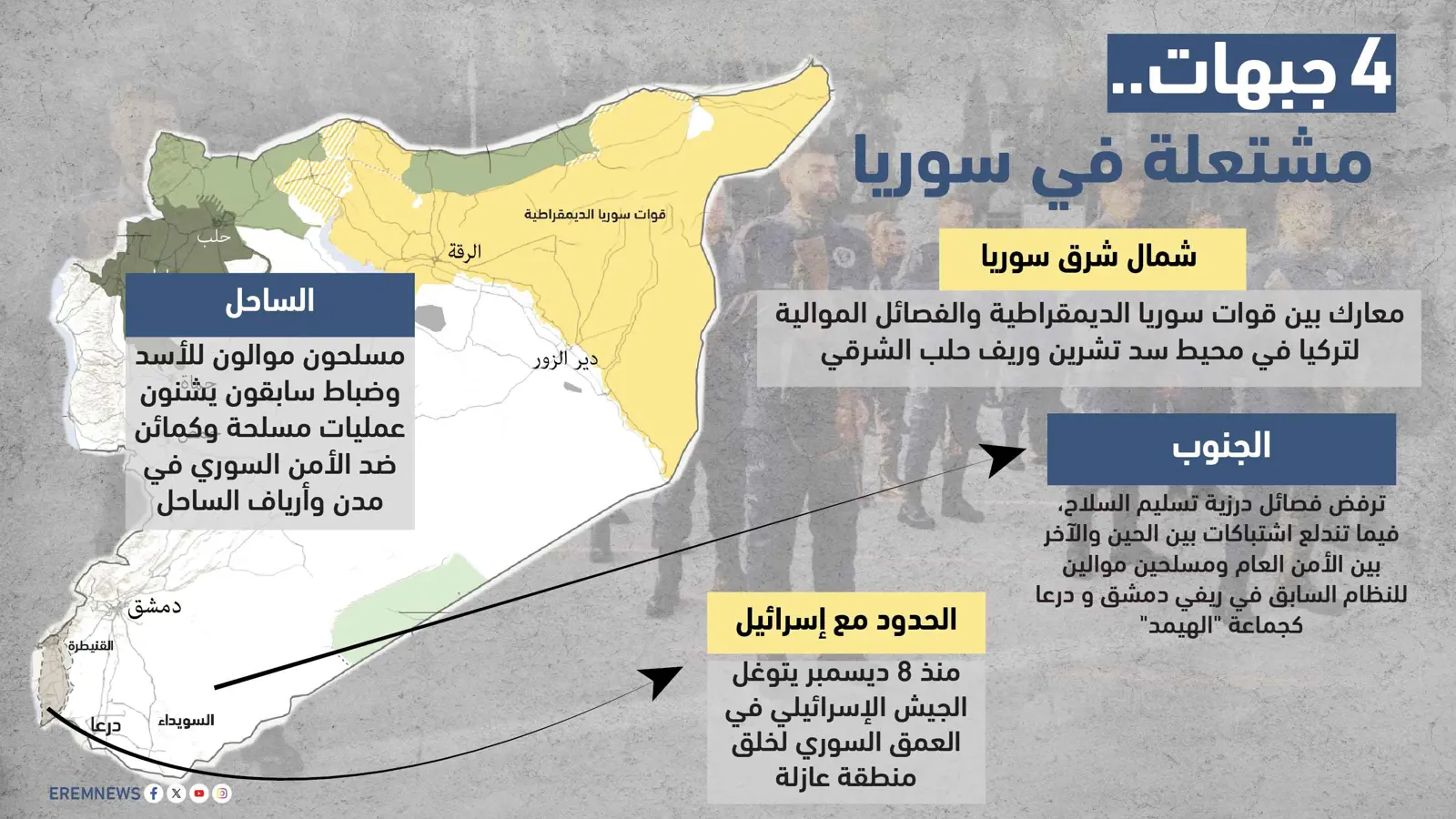4 جبهات مشتعلة في سوريا (إنفوغراف)