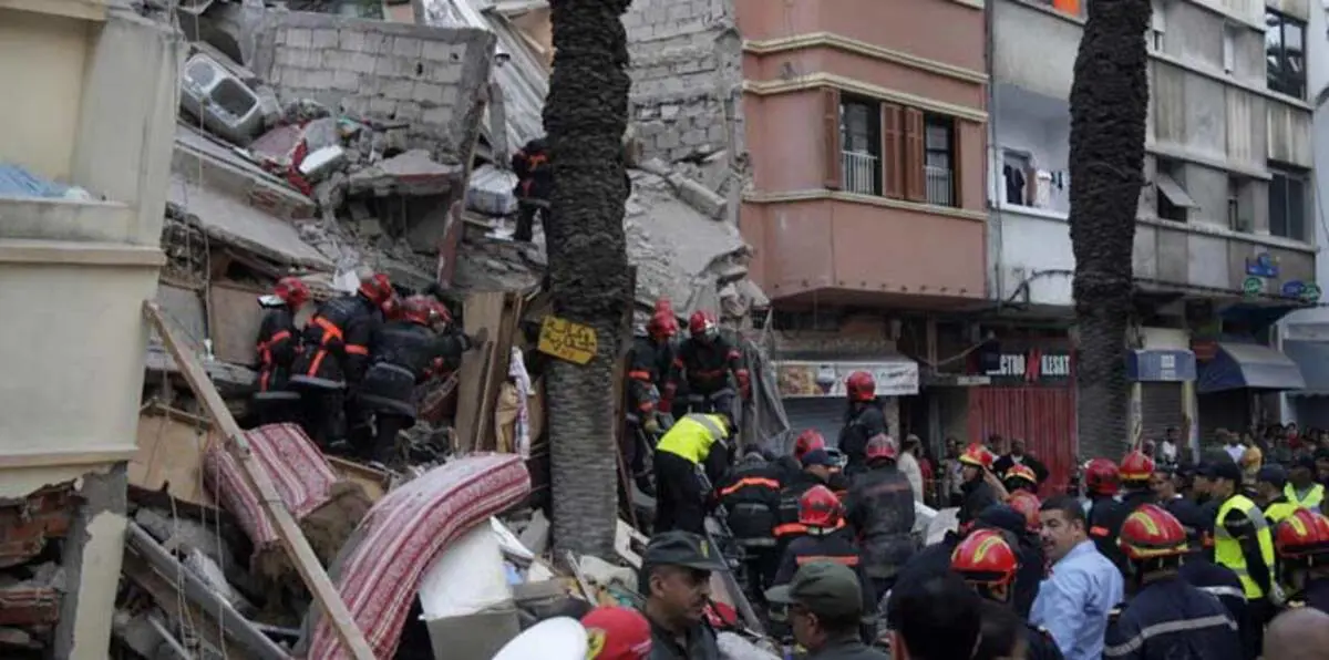 قتيل و19 جريحاً بانهيار مبنى سكني في الدار البيضاء