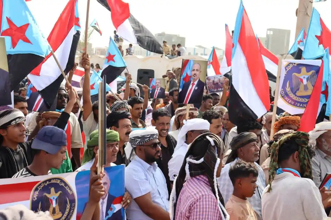 جانب من التظاهرات في محافظة أرخبيل سقطرى