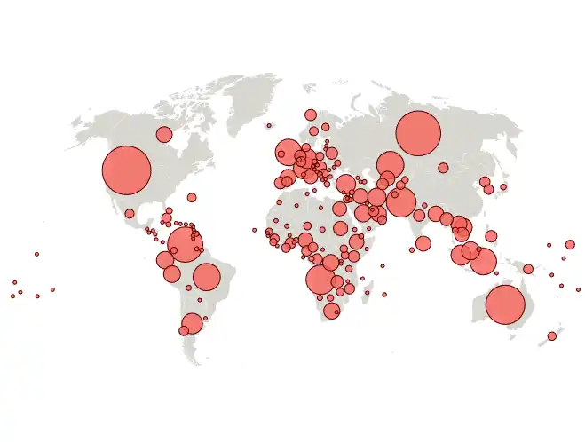 خريطة تظهر عدد الدول الحاصلة على قروض صينية