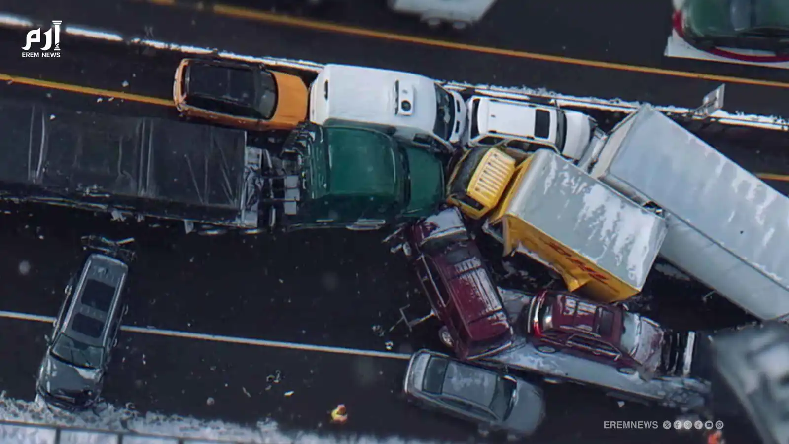 كارثة مرورية.. تصادم جماعي لـ70 مركبة يشل طريقا سريعا في أمر