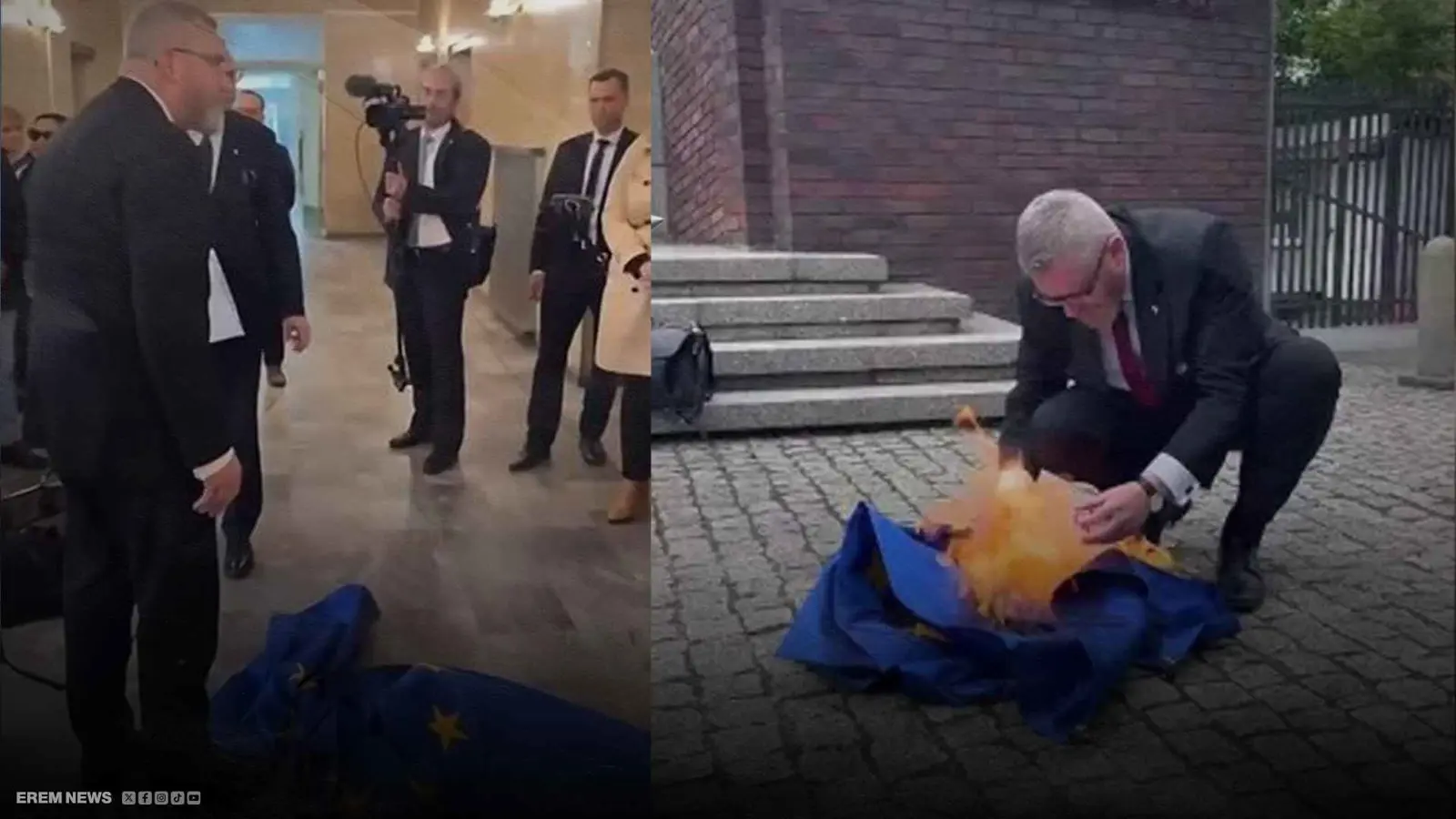 مرشح رئاسي بولندي يهين علم الاتحاد الأوروبي