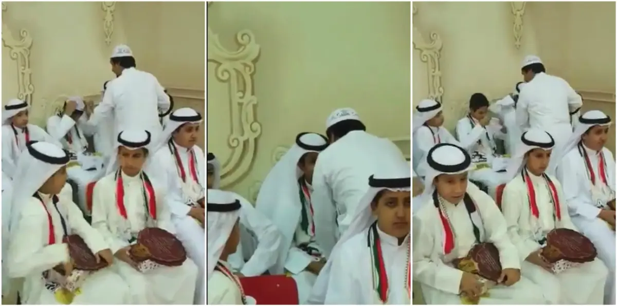 في مبادرة إنسانية.. معلم كويتي ينزع غترته ويلبسها لأحد طلابه (فيديو)