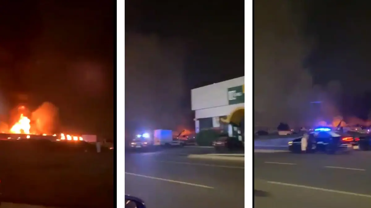 السيطرة على حريق اندلع في جدة (فيديو)