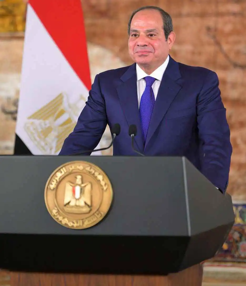 السيسي أثناء إلقاء الكلمة