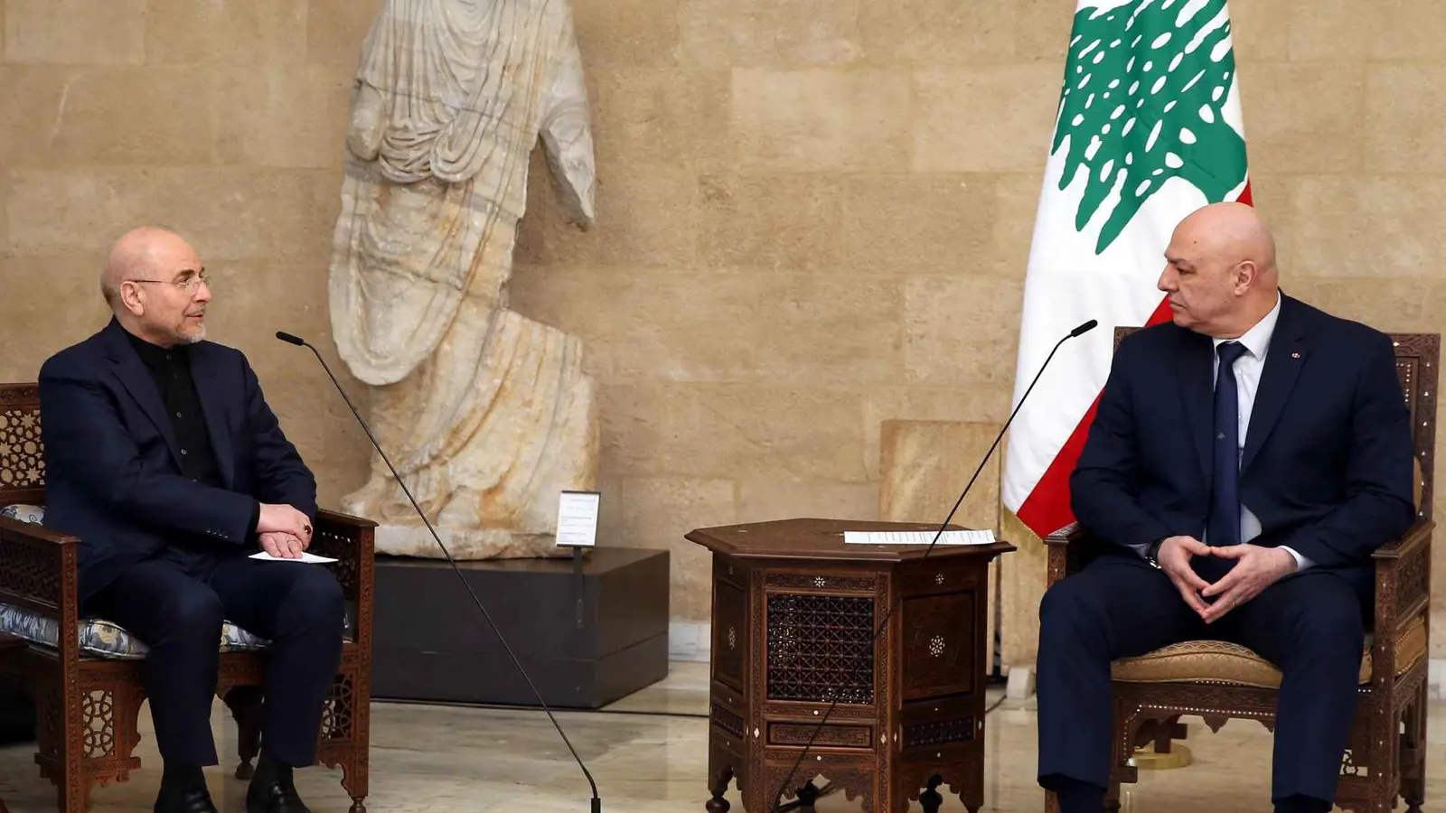 الرئيس اللبناني بحضور قاليباف: "تعبنا من حروب الآخرين على أرضنا"