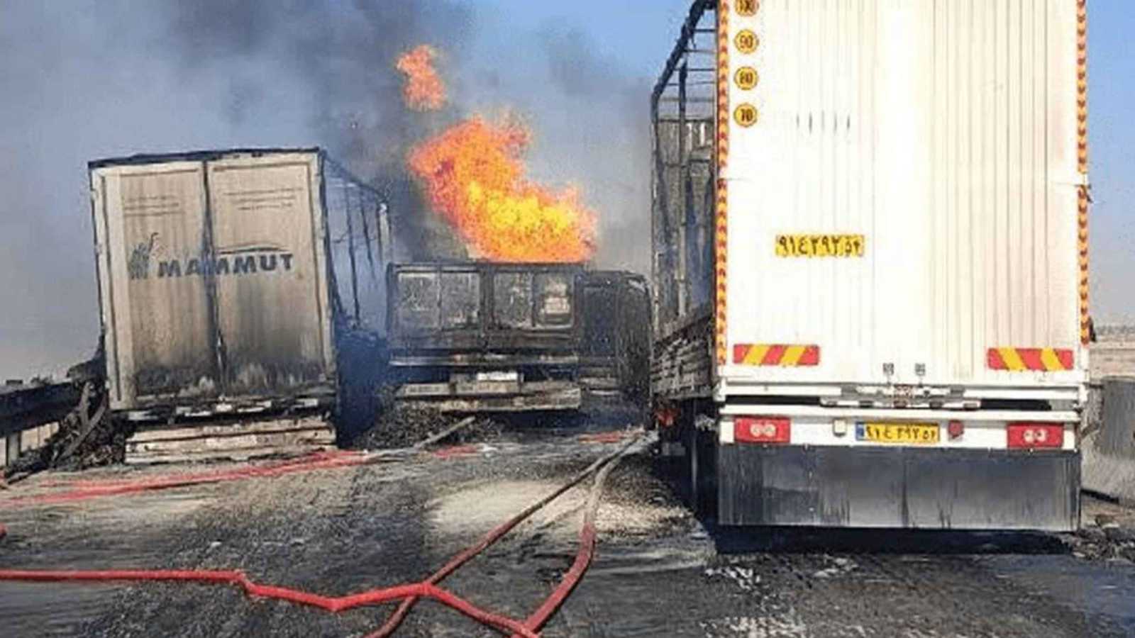 إيران.. قتلى بانفجار صهريج وقود بعد تصادم 4 شاحنات (فيديو)