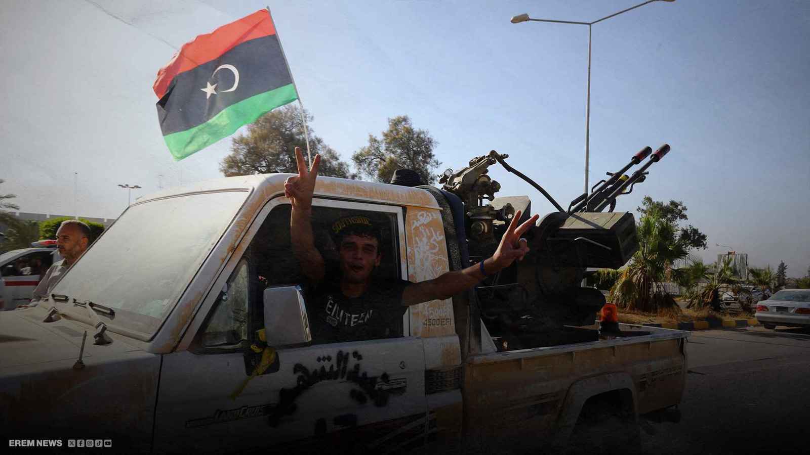 عربة تابعة لأحد التشكيلات المسلحة في ليبيا