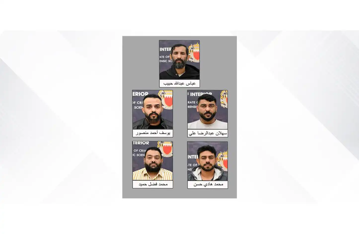 العناصر التي تم القبض عليها في البحرين