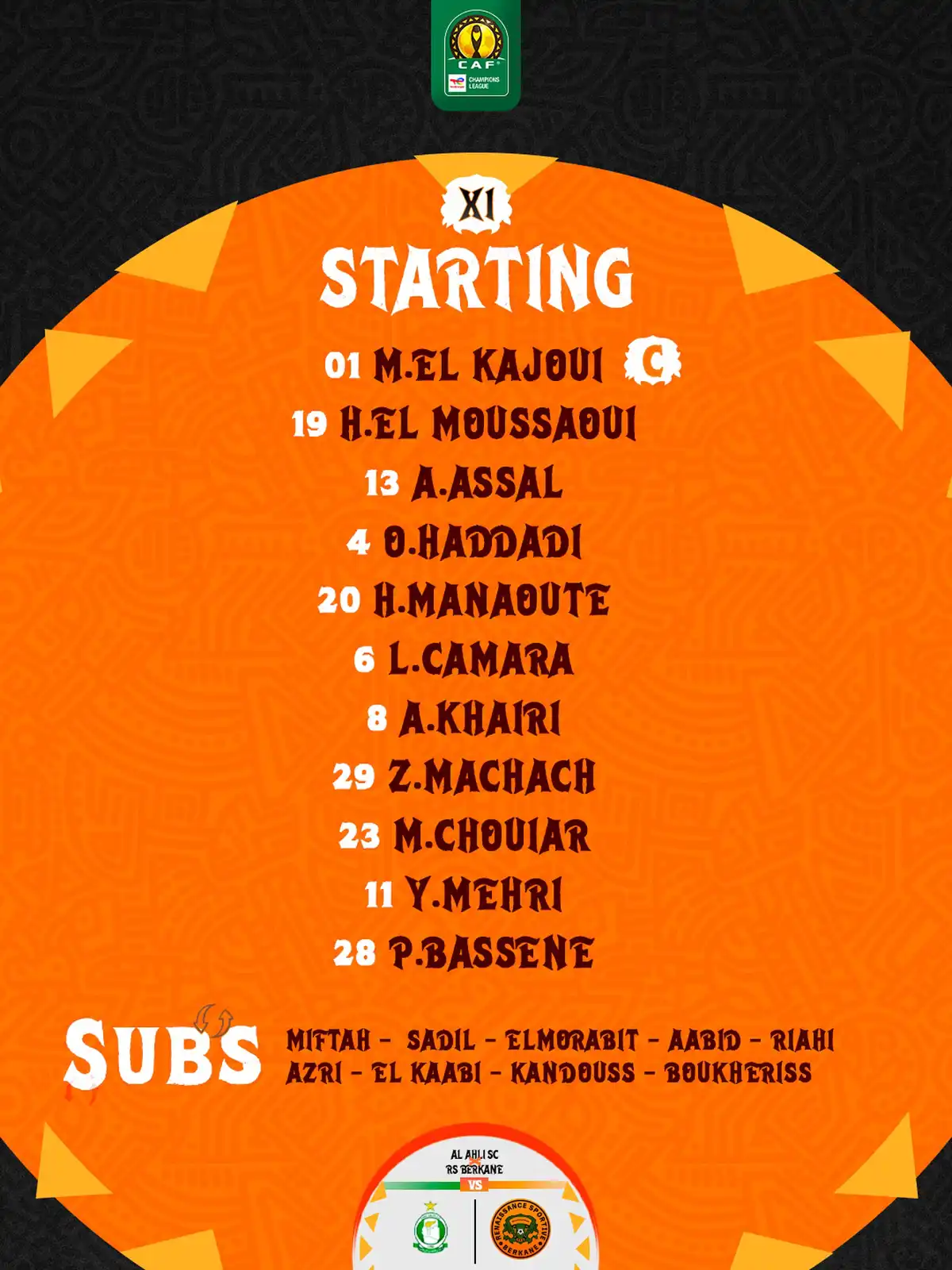 تشكيل نهضة بركان لمواجهة الأهلي طرابلس