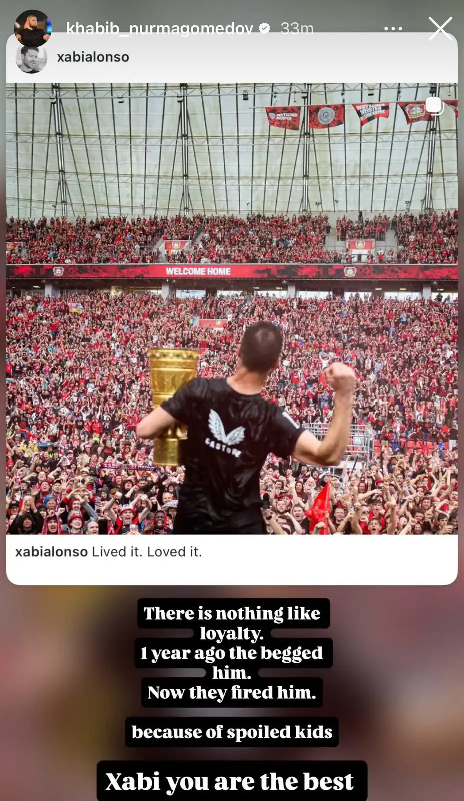 رسالة حبيب نورمحمدوف عن إقالة تشابي ألونسو