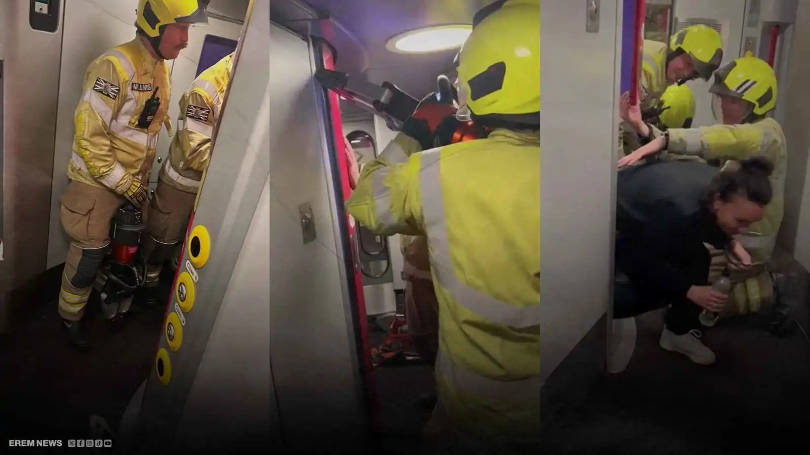 رجال إطفاء ومنشار.. إنقاذ بريطانية علقت بحمام قطار (فيديو إرم)