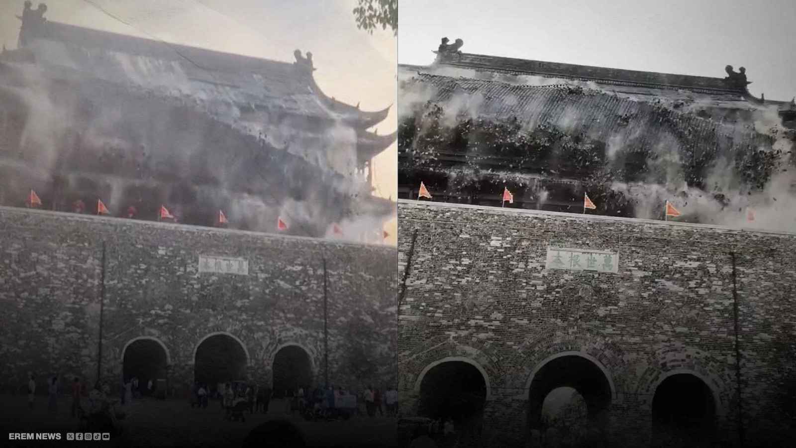 بُني عام 1375.. انهيار برج تاريخي لإحدى أشهر السلالات الحاكمة بالصين