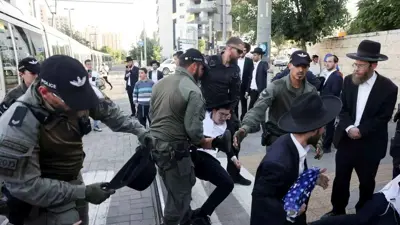 جانب من احتجاج الحريديم على قانون التجنيد