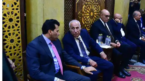 وزير الرياضة المصري مع رئيس الزمالك ونائبه