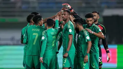 لاعبو المنتخب السعودي في مواجهة العراق