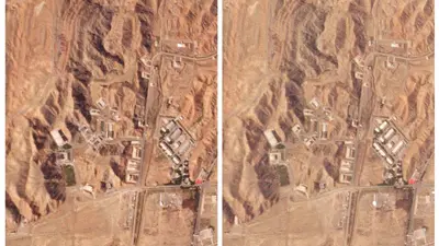 قاعدة بيرشين قرب طهران.. قبل الضربة وبعدها