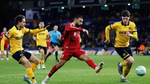 محمد صلاح في مباراة ليفربول وولفرهامبتون