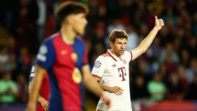 مولر في مباراة برشلونة وبايرن ميونخ