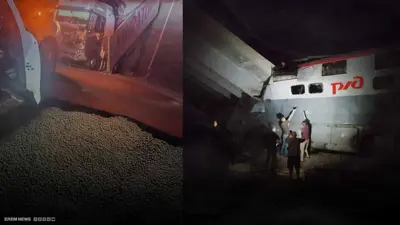 لقطة من حادث انهيار الجسر في بريانسك الروسية