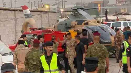 المروحية العسكرية بعد هبوطها الاضطراري