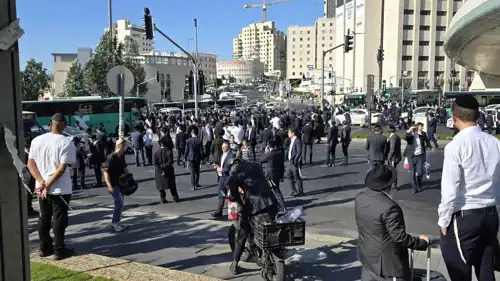 جانب من مظاهرات الحريديم في القدس