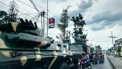 قافلة مدرعة تعبر مدينة غوما في الكونغو الديمقراطية