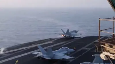 طائرة أمريكية تقلع لضرب أهداف حوثية