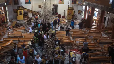 آثار هجوم انتحاري في كنيسة مار الياس بمنطقة الدويلعة بدمشق