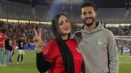 محمد الشناوي ورنا محمد بعد لقاء مصر وغينيا بيساو