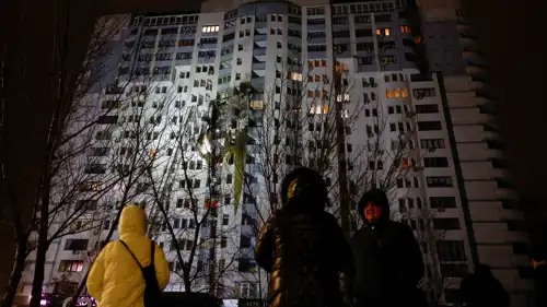 أحد المباني المستهدفة في كييف