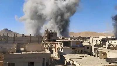 آثار الغارة الإسرائيلية على تدمر