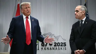 دونالد ترامب خلال اجتماعه برئيس الوزراء الكندي