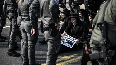 محتجون من الحريديم خلال احتجاج ضد التجنيد- أرشيفية