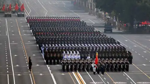 15 foot formations march in China's National Day military parade