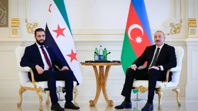  الرئيس الأذربيجاني إلهام علييف يستقبل الرئيس السوري أحمد الشرع 