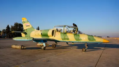 عنصر من الفصائل المسلحة بعد السيطرة على مطار كويرس