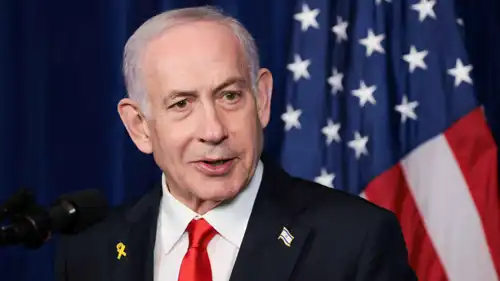 نتنياهو خلال مؤتمره الصحفي مع ترامب