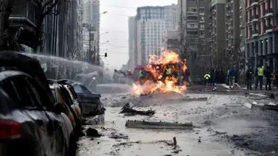 العاصمة الأوكرانية كييف، بعد هجوم صاروخي روسي