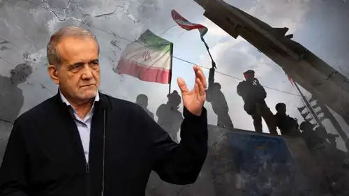 بزشكيان وقوات من عناصر الحرس الثوري