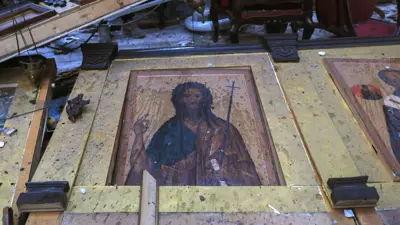 الدمار الذي خلفه التفجير الانتحاري في كنيسة "مار إلياس" بدمشق