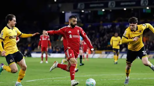 محمد صلاح في مباراة ليفربول وولفرهامبتون