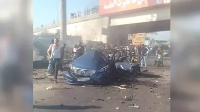 صورة متداولة للسيارة المستهدفة جنوبي بيروت