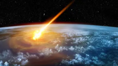 رسم تخيلي لاصطدام كويكب قاتل المدن بالأرض